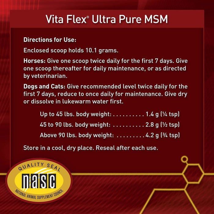 Vita Flex Pro MSM Quality Joint Supplement for Horses, Dogs and Cats - FA65 - 4lbs - 8