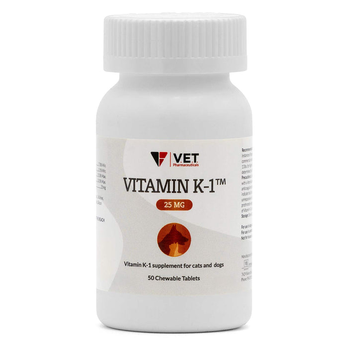 Vitamin K1 Chewable Tablets for Cats & Dogs - VB13 - 25mg - 50 ct - 1