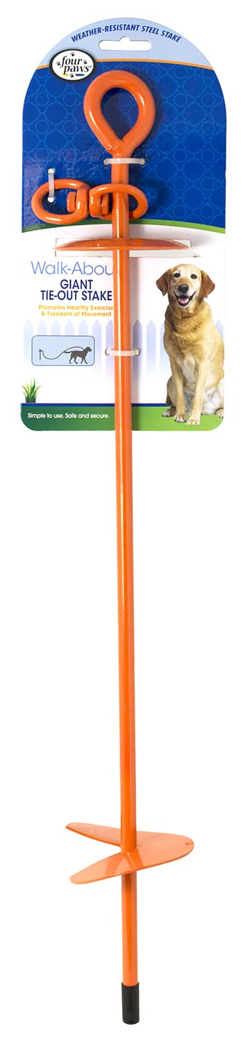 Walk - About Dog Tie Out Stake, Orange, 28" - 39X9 - Orange - 28" - 1