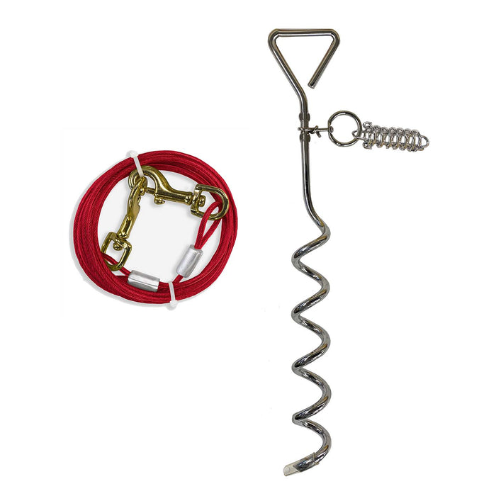 Walk About Tie - Out Dog Spiral Stake, Silver - 39XB - 15 ft - 3