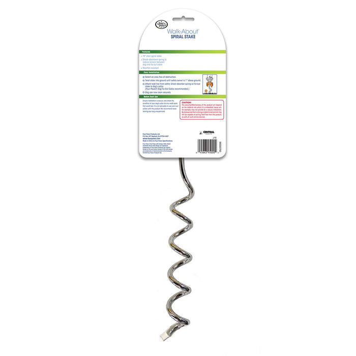 Walk About Tie - Out Dog Spiral Stake, Silver - 39XC - 19 ft - 8