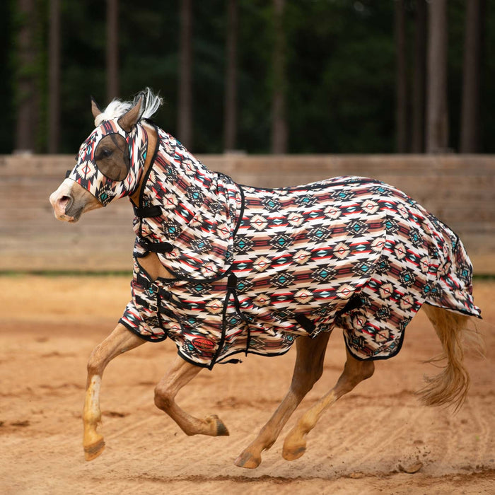 DUPLICATE - 0V5SW - WeatherBeeta ComFITec Essential Mesh II Combo Neck Horse Fly Sheet, Diamond Navajo - 0V5T6-DUPE - White/Black - 81 in - 2