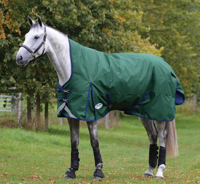 WeatherBeeta ComFITec Plus Dynamic II High Neck Medium Weight Turnout Blanket, Waterproof Breathable 1200D Horse Blanket, 220 Gram, Hunter/Navy - 0V5H6 - Hunter/Navy - 69" - 1