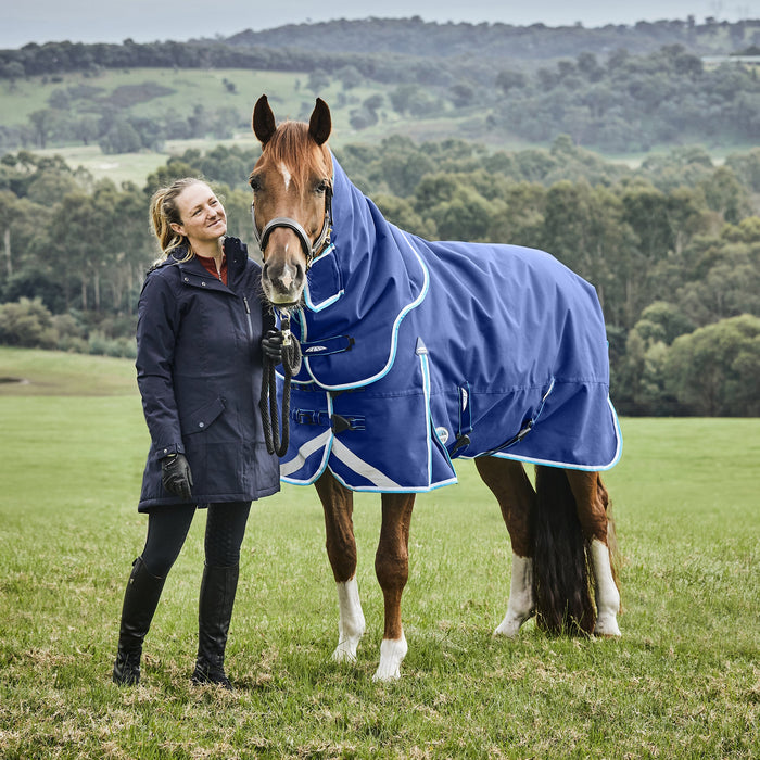 WeatherBeeta ComFITec Ultra Hardi Detach - a - Neck Turnout Blanket, Heavy, 1800D, 360 Grams - 0V6B2 - Blue - 66" - 1