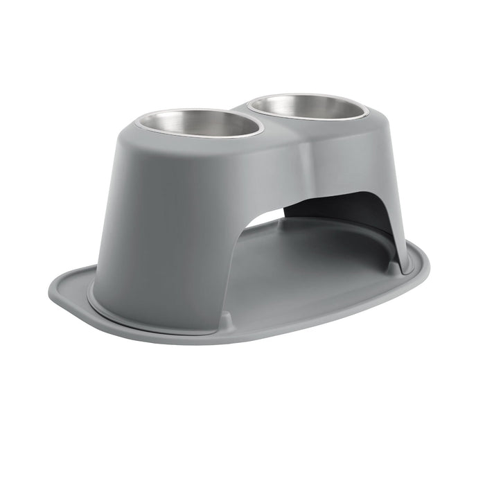 WeatherTech Double High Pet Feeding System, Stainless Steel - WTD1P - Dark Grey - 12" High, 64 oz - 3