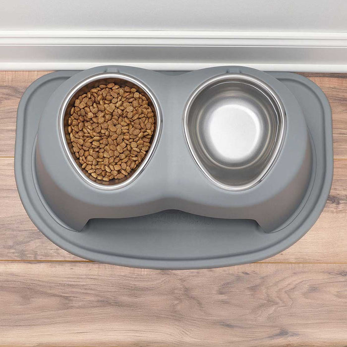 WeatherTech Double High Pet Feeding System, Stainless Steel - WTD1S - Dark Grey - 14" High, 96 oz - 6