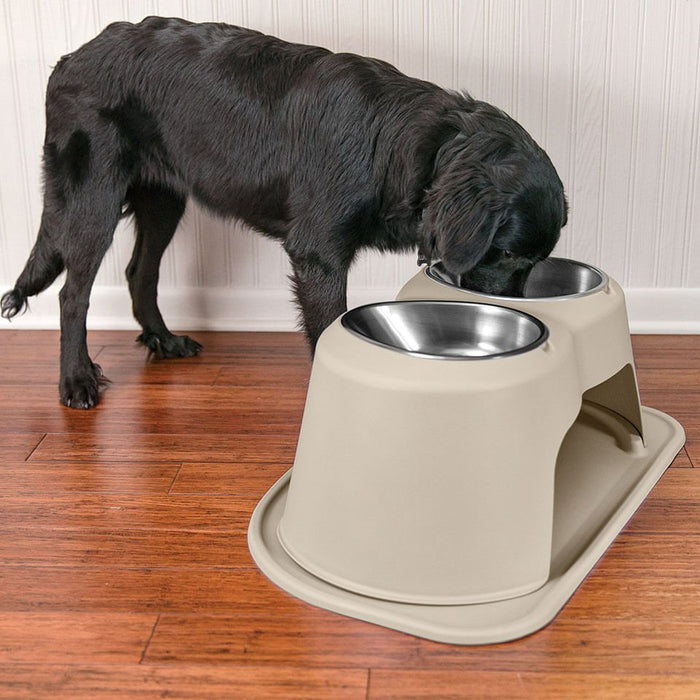 WeatherTech Double High Pet Feeding System, Stainless Steel - WTD1S - Dark Grey - 14" High, 96 oz - 8