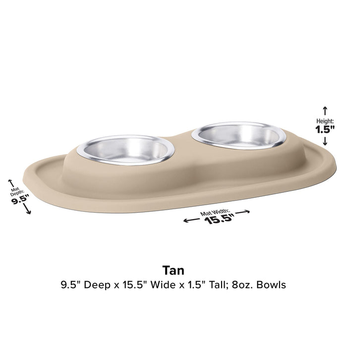 WeatherTech Double Low Pet Feeding System, Stainless Steel - WTD1Y - Tan - 8 oz - 2
