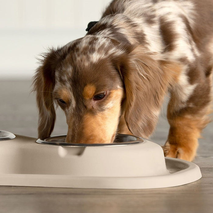 WeatherTech Double Low Pet Feeding System, Stainless Steel - WTD1Y - Tan - 8 oz - 3