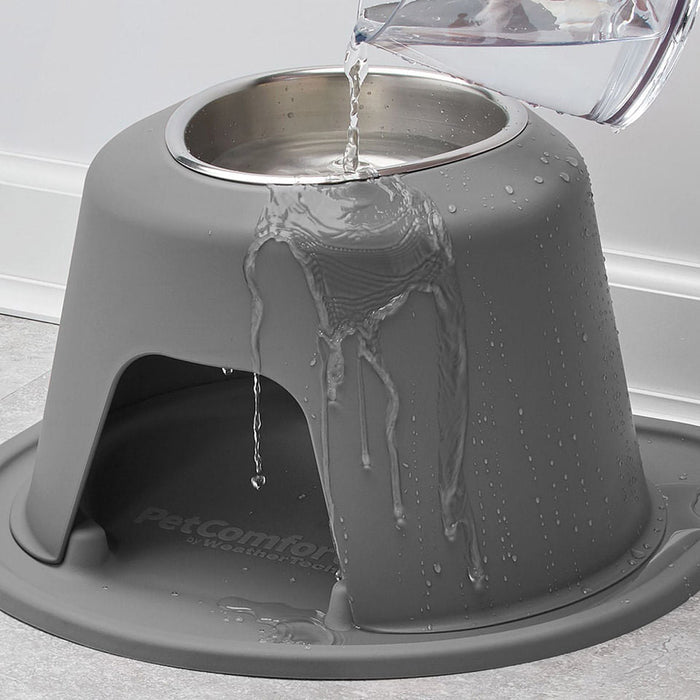 WeatherTech Single High Pet Feeding System, Stainless Steel - WTD4T - Light Grey - 4" High, 16 oz - 4