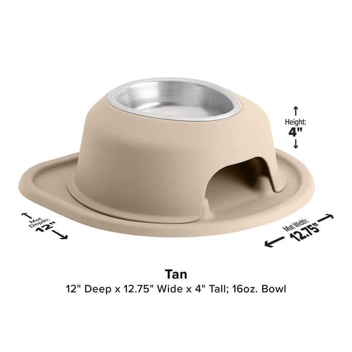 WeatherTech Single High Pet Feeding System, Stainless Steel - WTD4U - Tan - 4" High, 16 oz - 7