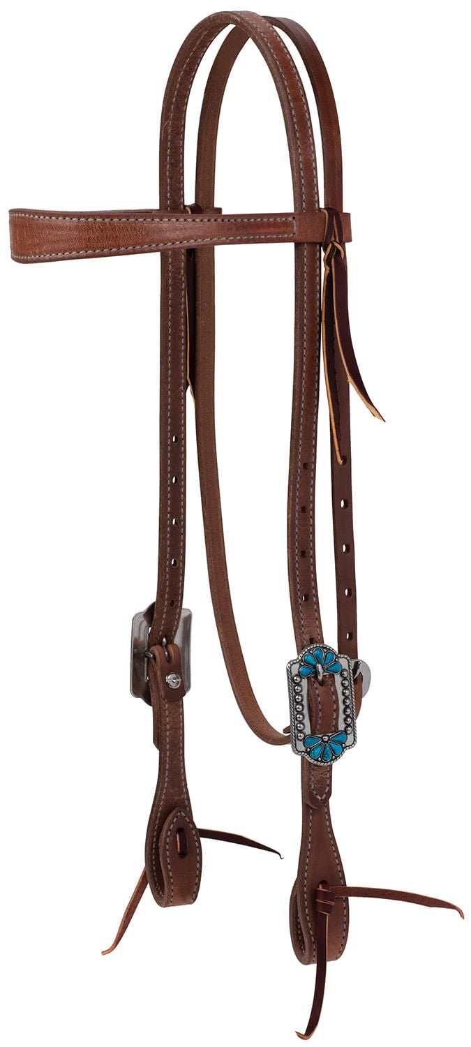 Weaver ProTack Turquoise Flower Browband Headstall - WLC2HT - 1