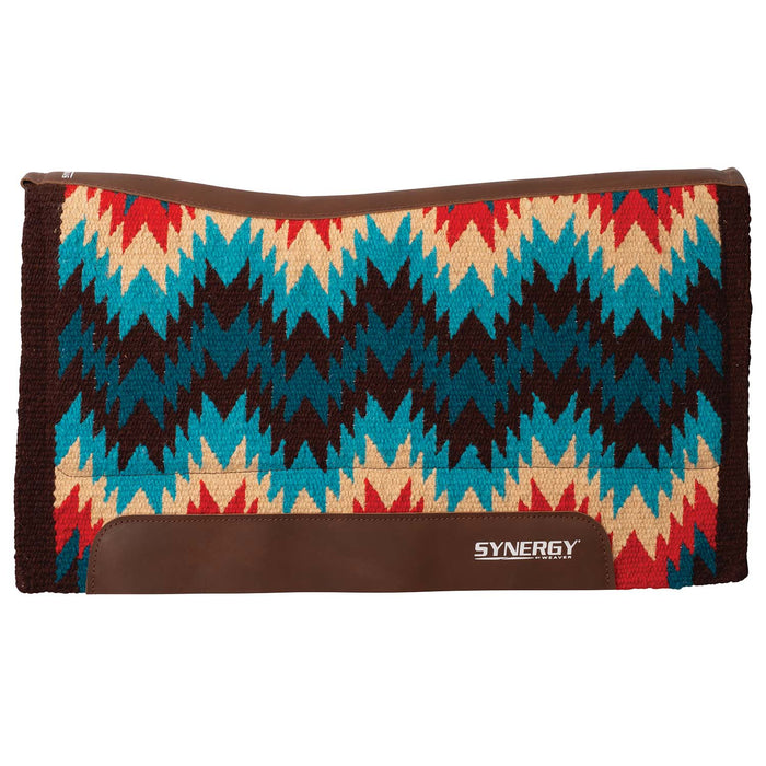 Weaver Synergy Contoured Performance Wool & Fleece "Stampede" Saddle Pad - WLCPU - 33" x 38" - Turquoise & Red - 2