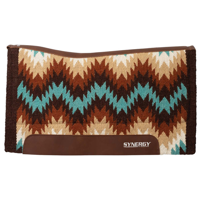 Weaver Synergy Contoured Performance Wool & Fleece "Stampede" Saddle Pad - WLCPW - 33" x 38" - Brown & Sand - 6