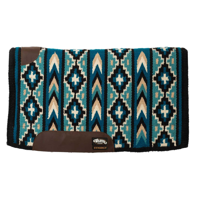 Weaver Synergy New Zealand Wool Blanket Top Saddle Pad - WLCQM - 33" x 38" - Black, Sand & Turq - 4