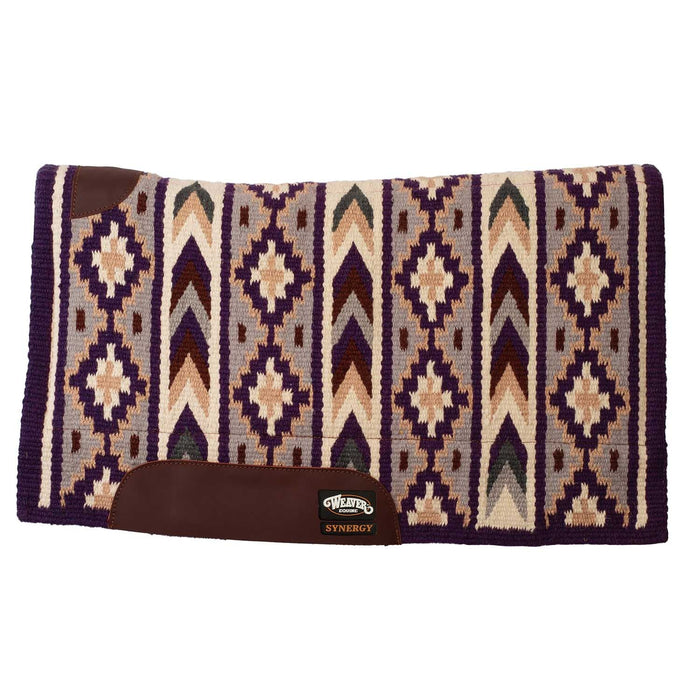 Weaver Synergy New Zealand Wool Blanket Top Saddle Pad - WLCQN - 33" x 38" - Dark Purple, Silver & Cream - 6
