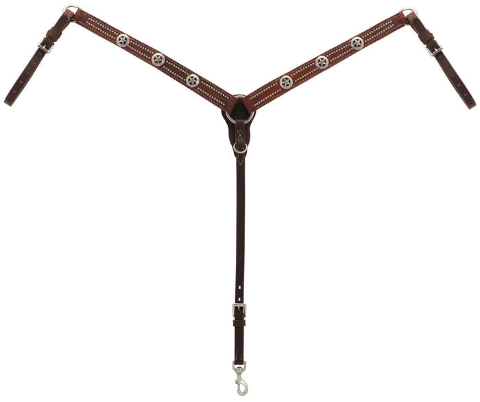 Weaver Texas Star Oiled Canyon Rose Harness Leather Tapered Breast Collar - WLC2AO - 1