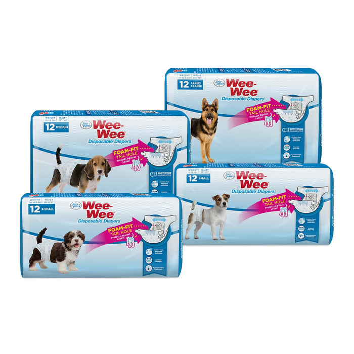 Wee - Wee Disposable Dog Diapers - 39YF - XSmall, 12ct - 3