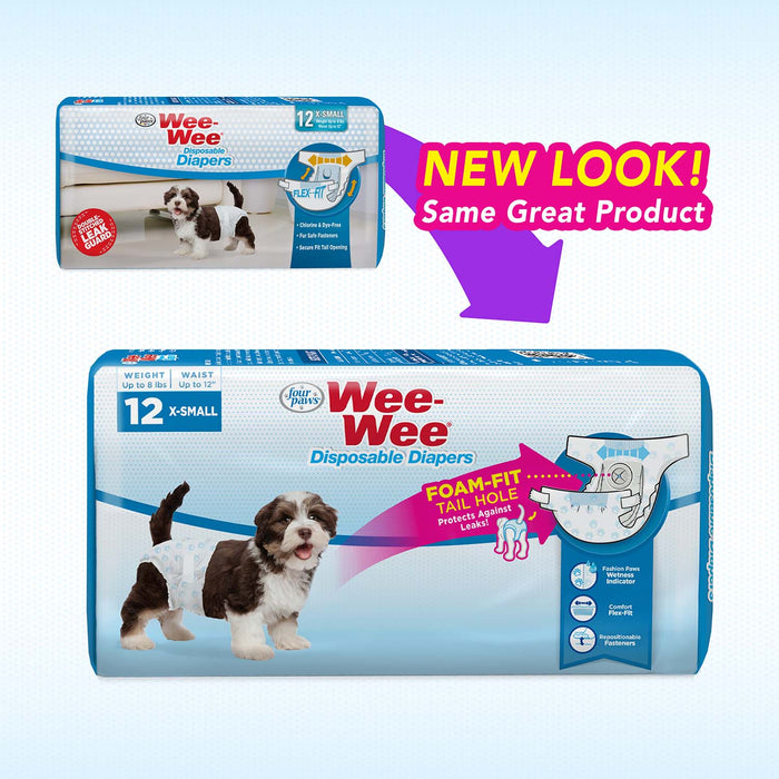 Wee - Wee Disposable Dog Diapers - 39YF - XSmall, 12ct - 7