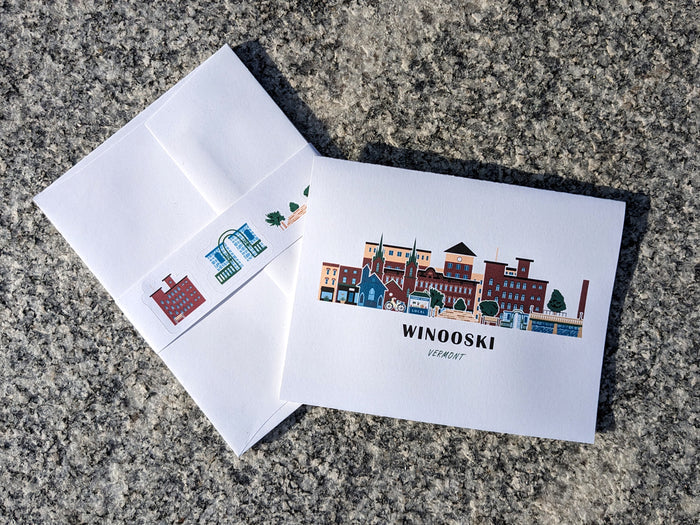 Winooski Vermont Cityscape | Blank Greeting Card Set
