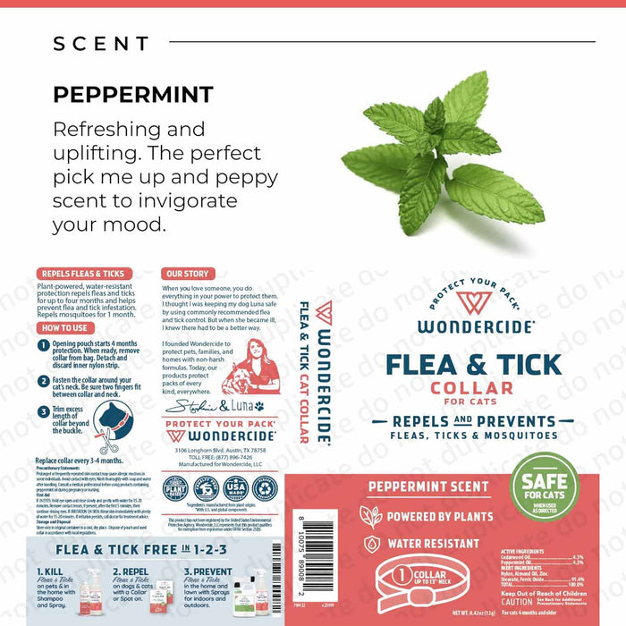 Wondercide Flea & Tick Collar for Cats, Peppermint - WC21P - Peppermint - 6