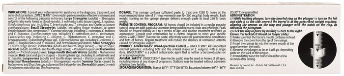 Zimecterin Horse Dewormer Paste, 1 - dose - M0Z1 - Single Pack - 8